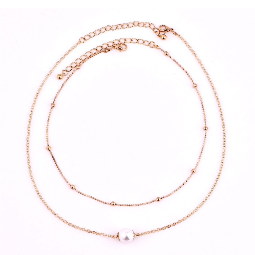 Double layer pearl necklace choker - Picture 5 of 7